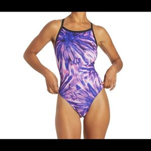 Purple Tie Dye Sporti Thin Strap One Piece